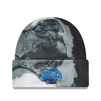 Men's New Era Black Los Angeles Rams 2022 Sideline Ink Dye Tonal Cuffed Knit Hat