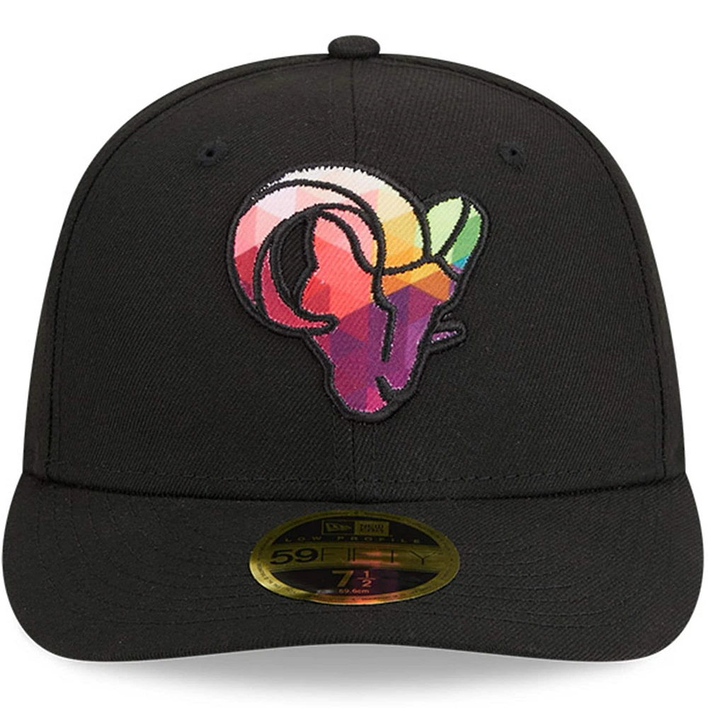Casquette ajustée 59FIFTY Low Profile NFL Crucial Catch Los Angeles Rams 2023 New Era pour homme, noire