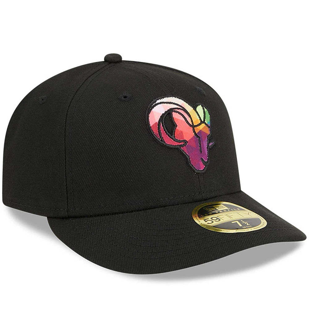 Casquette ajustée 59FIFTY Low Profile NFL Crucial Catch Los Angeles Rams 2023 New Era pour homme, noire
