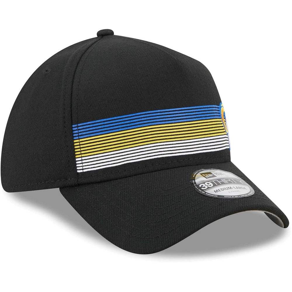 Men's New Era Black Los Angeles Rams Flawless Stripe 39THIRTY Flex Hat