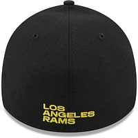 Men's New Era Black Los Angeles Rams Flawless Stripe 39THIRTY Flex Hat