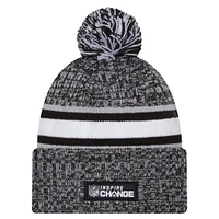 Men's New Era Black Los Angeles Rams Inspire Change Cuffed Knit Hat with Pom