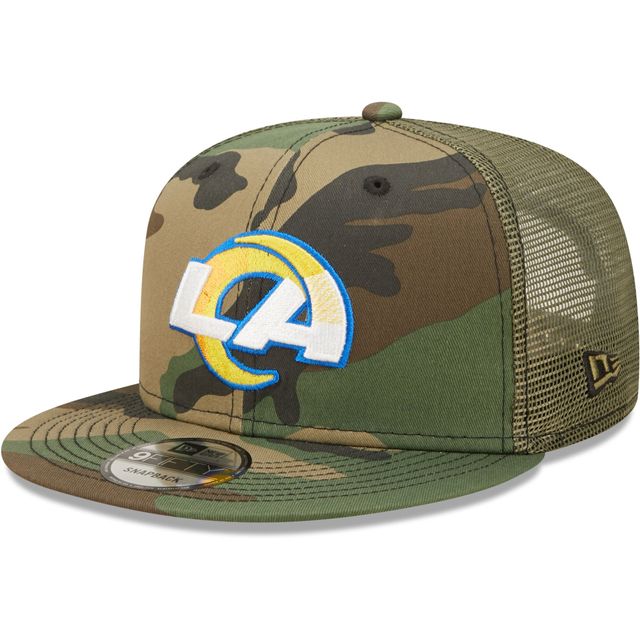 Casquette camionneur Los Angeles Rams New Era Camo/Olive pour homme 9FIFTY - Casquette à bouton-pression