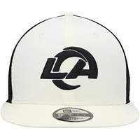 Men's New Era Cream/Black Los Angeles Rams Chrome Collection 9FIFTY Trucker Snapback Hat