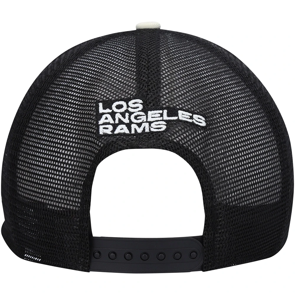 Men's New Era Cream/Black Los Angeles Rams Chrome Collection 9FIFTY Trucker Snapback Hat