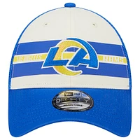 Men's New Era Cream/Royal Los Angeles Rams Team Stripe Trucker 9FORTY Snapback Hat