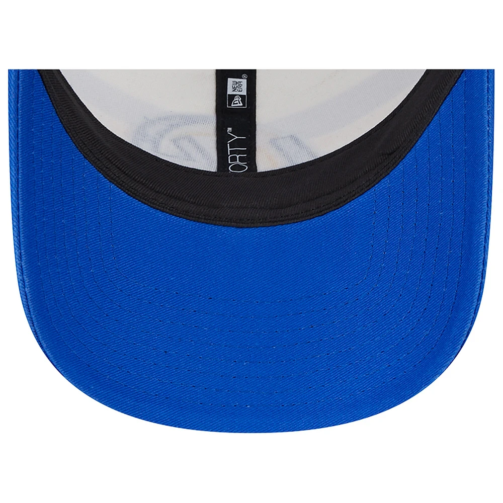 Men's New Era Cream/Royal Los Angeles Rams Team Stripe Trucker 9FORTY Snapback Hat