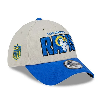 Casquette flex New Era Los Angeles Rams 2023 NFL Draft 39THIRTY crème pour homme