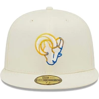 Men's New Era Cream Los Angeles Rams Chrome Color Dim 59FIFTY Fitted Hat