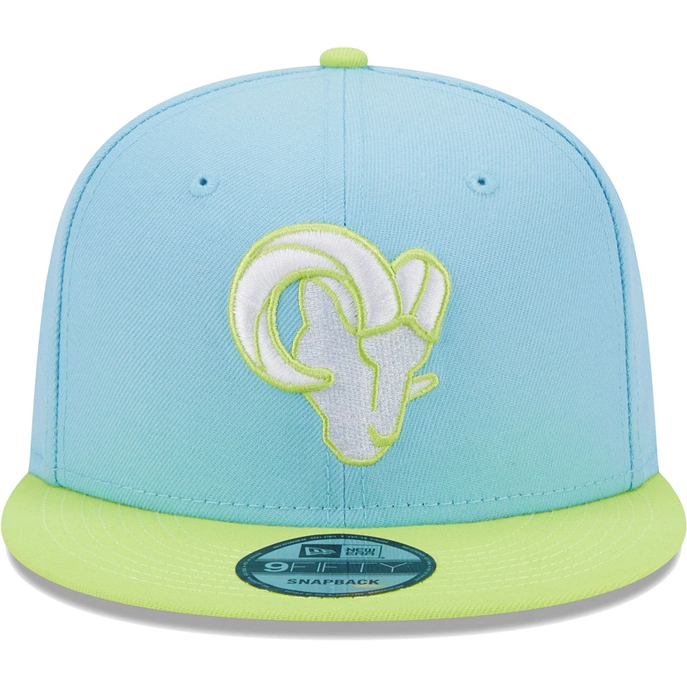 Men's New Era Light Blue/Neon Green Los Angeles Rams Two-Tone Color Pack 9FIFTY Snapback Hat