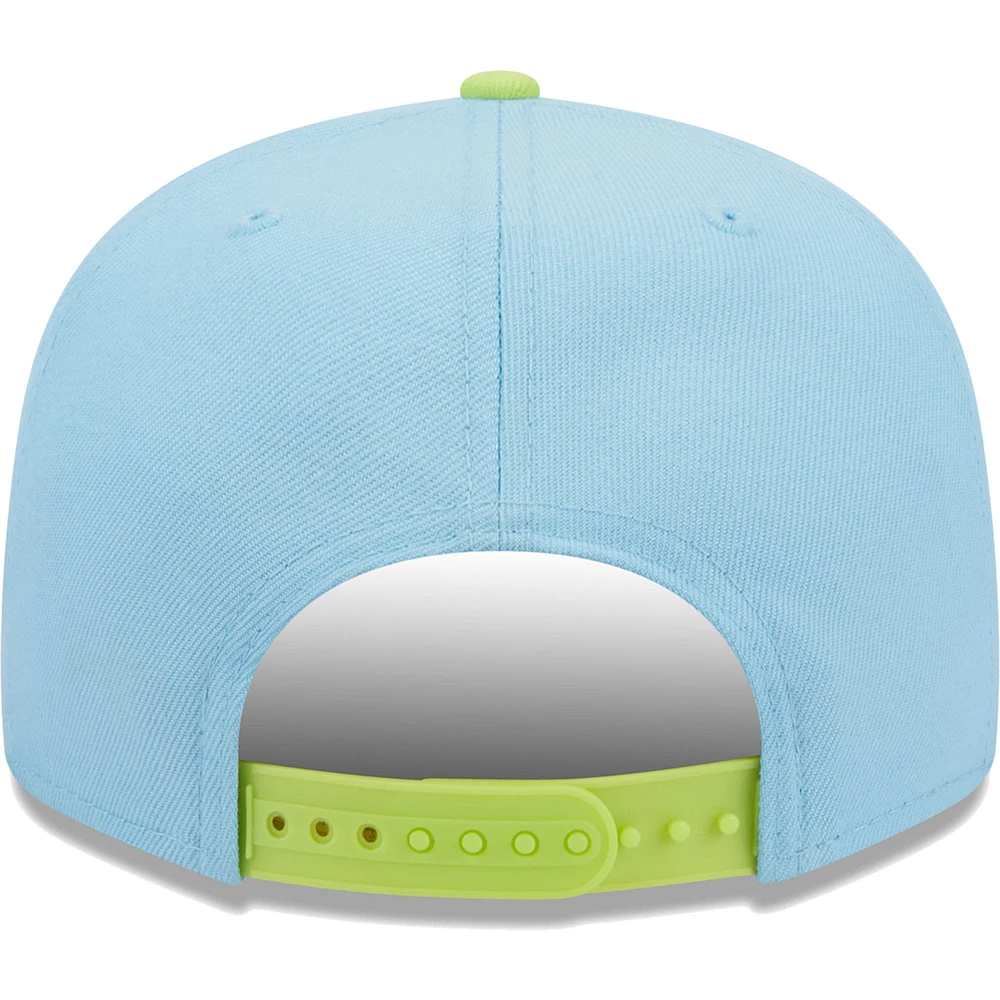 Men's New Era Light Blue/Neon Green Los Angeles Rams Two-Tone Color Pack 9FIFTY Snapback Hat