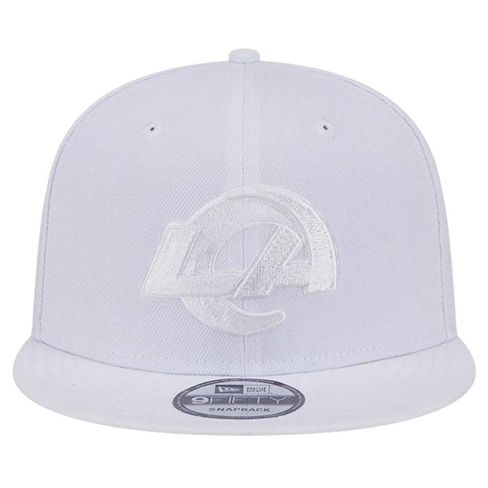 Men's New Era Los Angeles Rams Main White on White 9FIFTY Snapback Hat