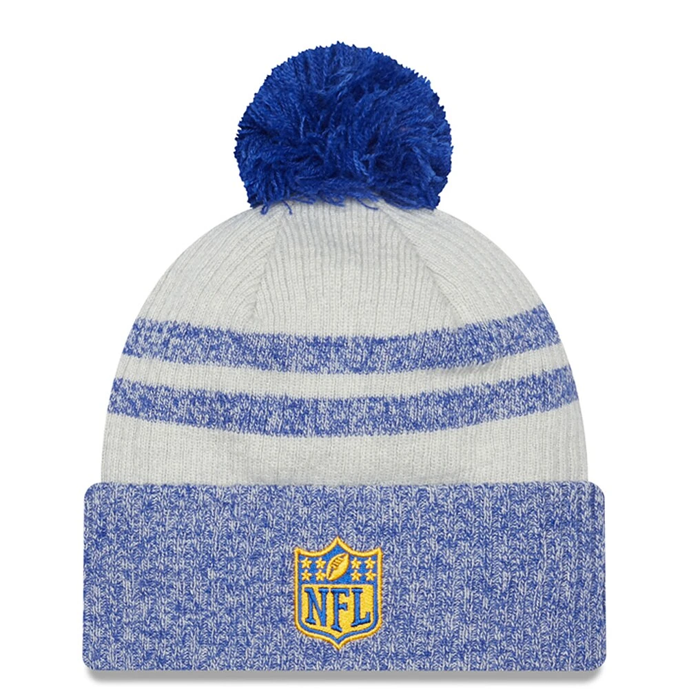 Men's New Era Royal Los Angeles Rams 2022 Sideline Historic Cuffed Pom Knit Hat
