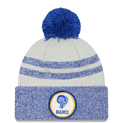 Men's New Era Royal Los Angeles Rams 2022 Sideline Historic Cuffed Pom Knit Hat