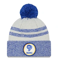 Men's New Era Royal Los Angeles Rams 2022 Sideline Historic Cuffed Pom Knit Hat