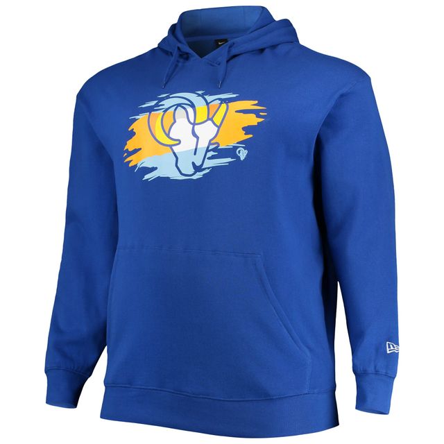 Pull à capuche New Era Royal Los Angeles Rams Big & Tall pour homme avec logo principal