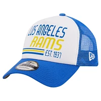 Men's New Era Royal Los Angeles Rams Stacked A-Frame Trucker 9FORTY Adjustable Hat