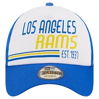 Men's New Era Royal Los Angeles Rams Stacked A-Frame Trucker 9FORTY Adjustable Hat