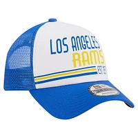 Men's New Era Royal Los Angeles Rams Stacked A-Frame Trucker 9FORTY Adjustable Hat