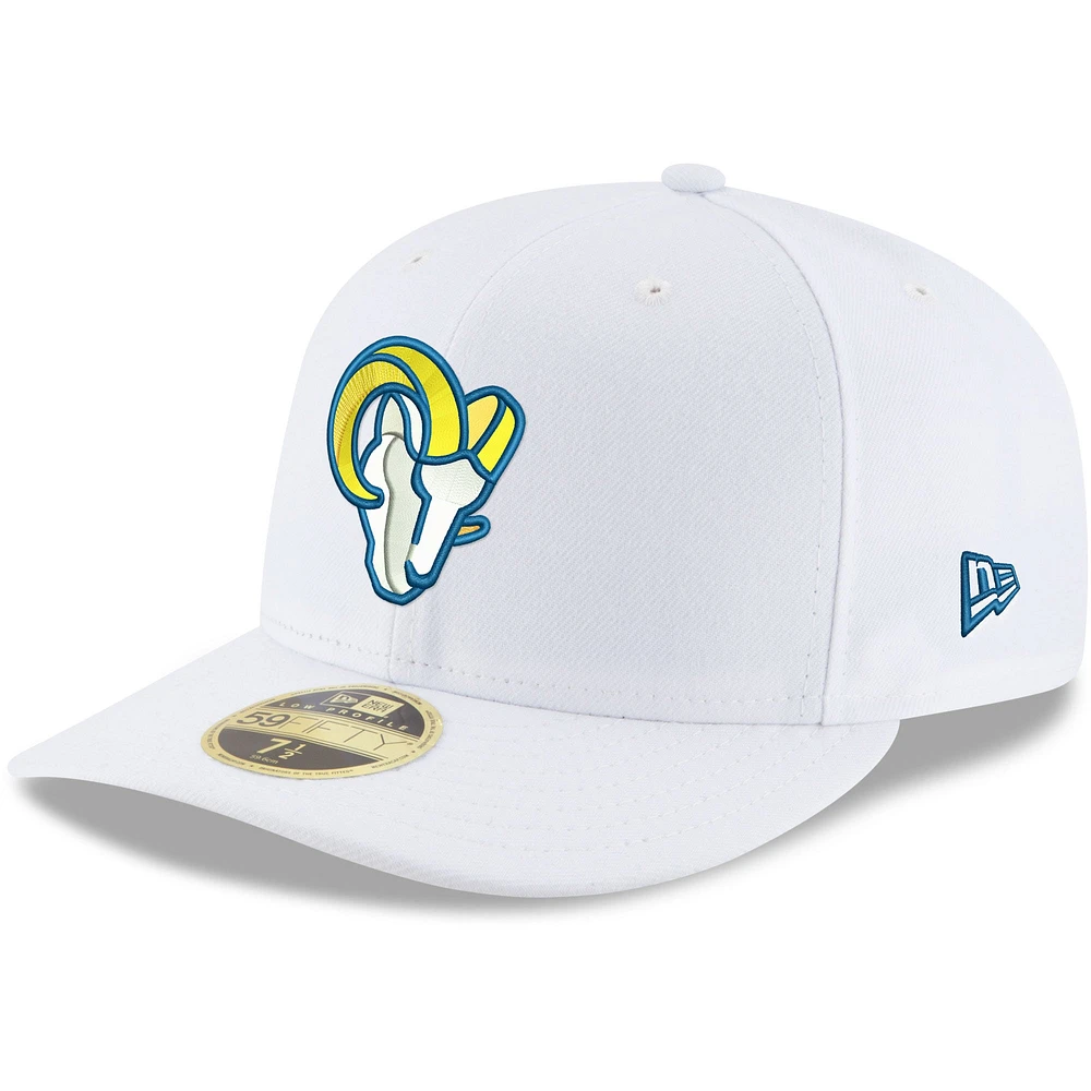 Men's New Era White Los Angeles Rams Omaha Low Profile 59FIFTY Fitted Hat