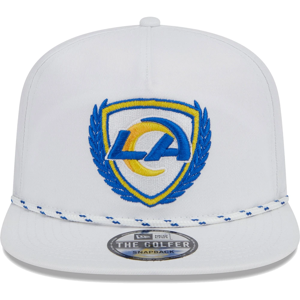 Men's New Era White Los Angeles Rams Tee Golfer 9FIFTY Snapback Hat