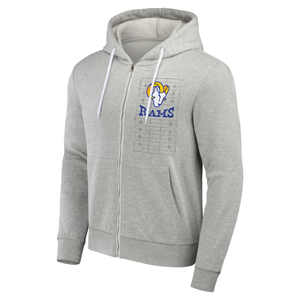 Men's NFL x Darius Rucker Collection by Fanatics Heather Gray Los Angeles Rams Domestic Full-Zip Hoodie