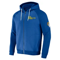 Men's NFL x Darius Rucker Collection by Fanatics Royal Los Angeles Rams Raglan Full-Zip Hoodie