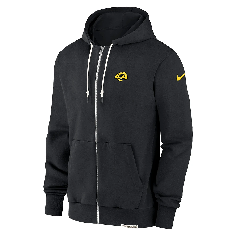 Men's Nike Black Los Angeles Rams Sideline Performance Full-Zip Hoodie Sweatshirt