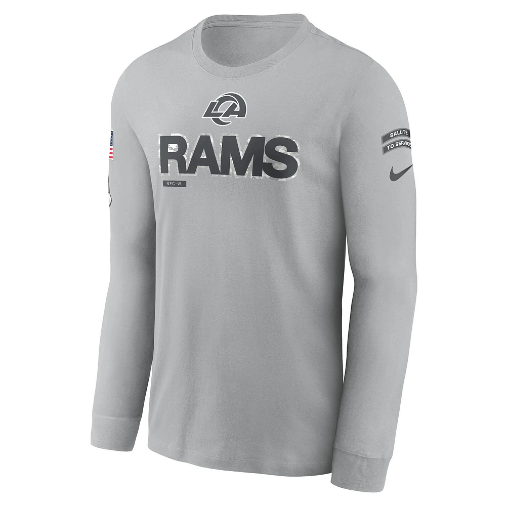 Men's Nike Gray Los Angeles Rams 2024 Salute To Service Long Sleeve T-Shirt