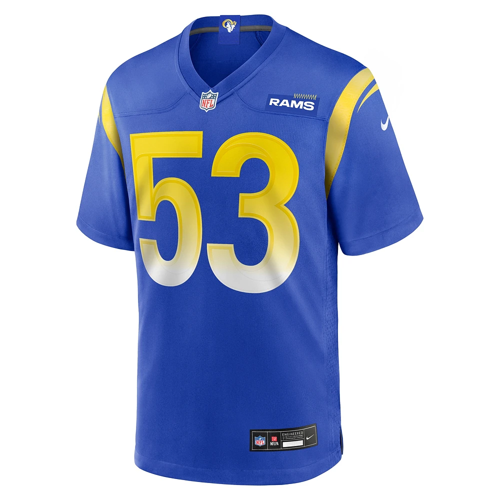 Maillot Nike Nate Landman Royal des Los Angeles Rams pour homme