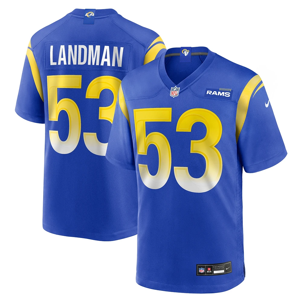 Maillot Nike Nate Landman Royal des Los Angeles Rams pour homme