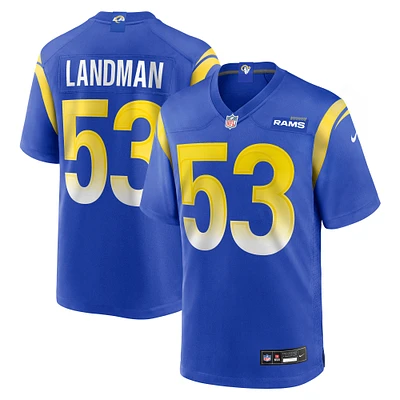 Maillot Nike Nate Landman Royal des Los Angeles Rams pour homme