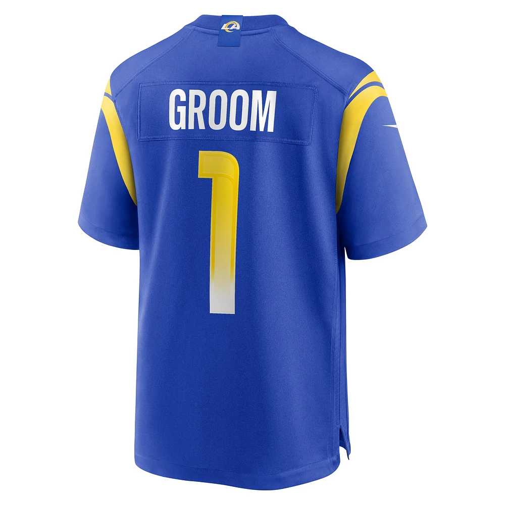 Maillot de match Nike numéro 1 Groom Royal Los Angeles Rams pour homme
