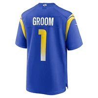 Maillot de match Nike numéro 1 Groom Royal Los Angeles Rams pour homme