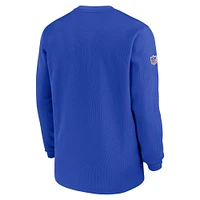 Men's Nike  Royal Los Angeles Rams 2023 Sideline Throwback Heavy Brushed Waffle Long Sleeve Top