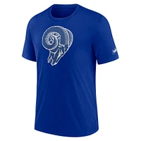 T-shirt à trois mélanges Nike Royal Los Angeles Rams Rewind Logo pour homme