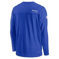 Men's Nike Royal Los Angeles Rams Sideline Coach Chevron Lock Up Long Sleeve V-Neck Performance T-Shirt