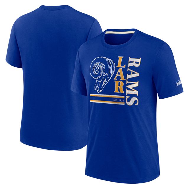 T-shirt à trois mélanges avec logo logotype des Rams de Los Angeles Royal Nike pour homme