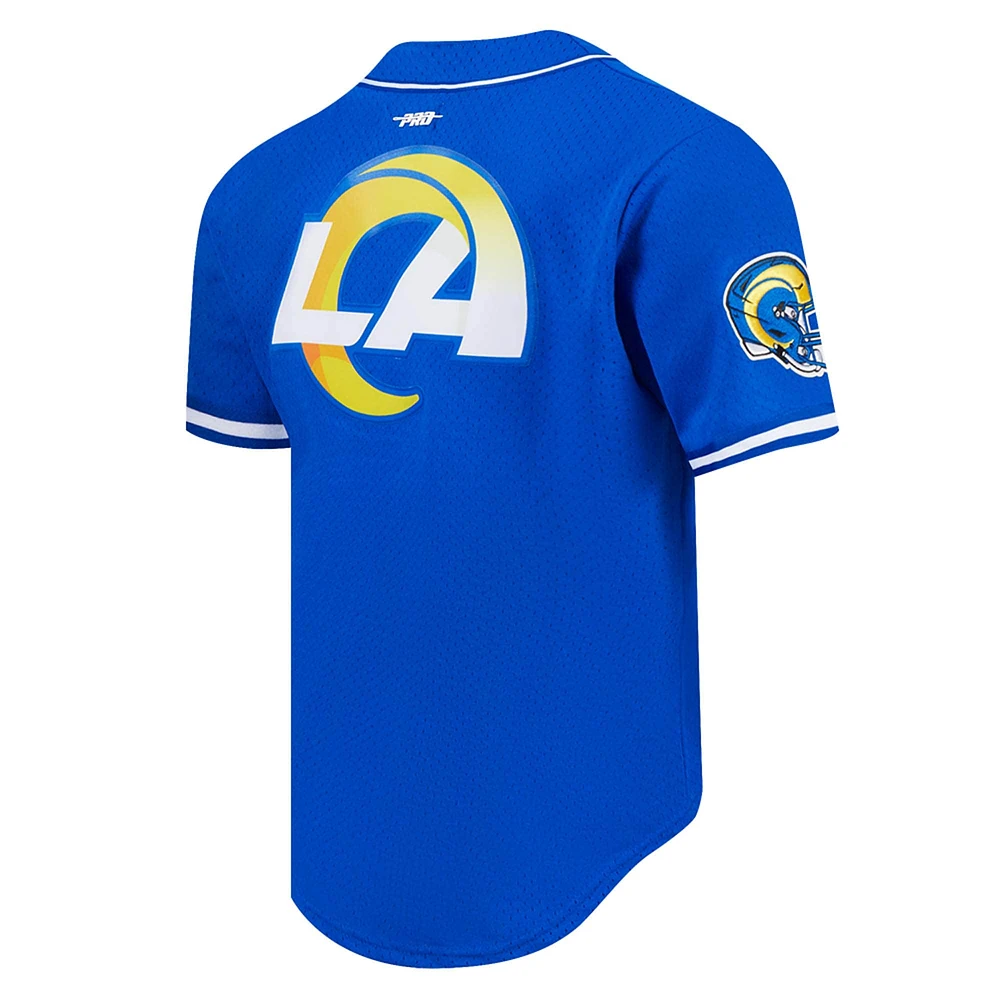 Men's Pro Standard Puka Nacua Royal Los Angeles Rams Mesh Button-Up Baseball Jersey