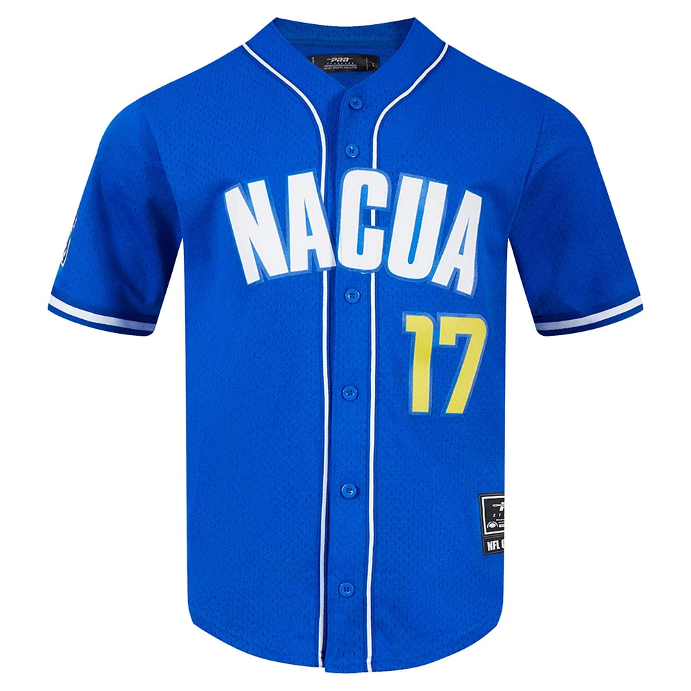 Men's Pro Standard Puka Nacua Royal Los Angeles Rams Mesh Button-Up Baseball Jersey