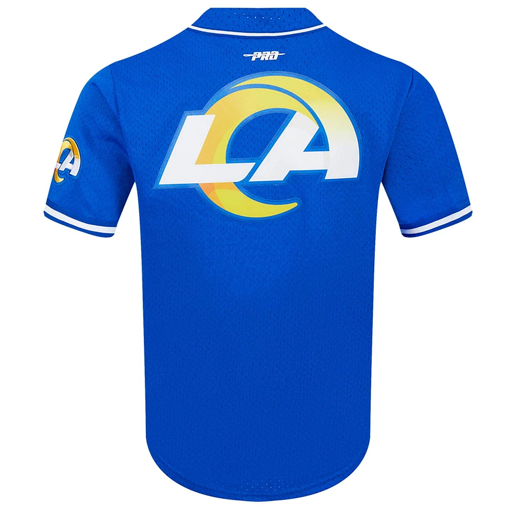 Men's Pro Standard Puka Nacua Royal Los Angeles Rams Mesh Button-Up Baseball Jersey