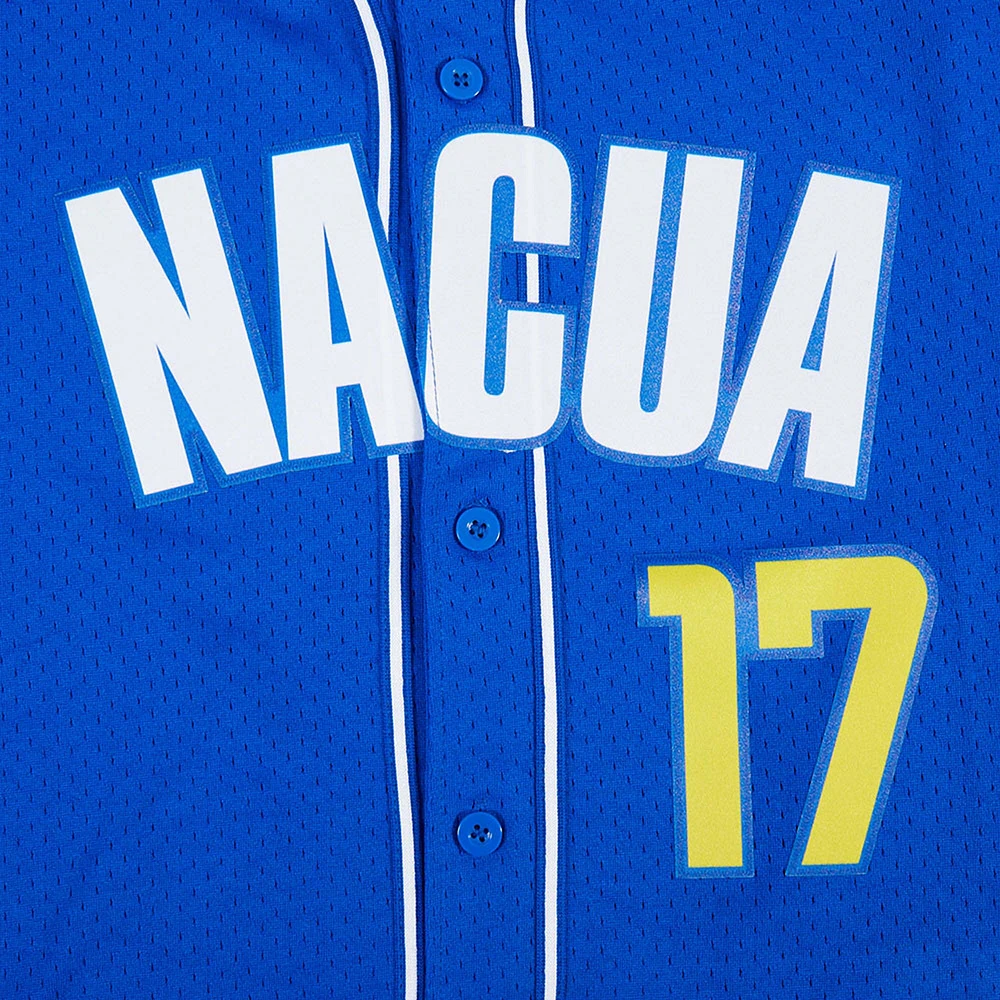 Men's Pro Standard Puka Nacua Royal Los Angeles Rams Mesh Button-Up Baseball Jersey