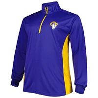 Men's Royal Los Angeles Rams Big & Tall Quarter-Zip Top