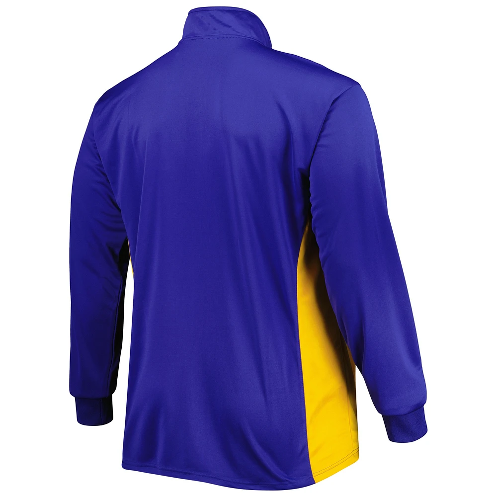 Men's Royal Los Angeles Rams Big & Tall Quarter-Zip Top