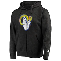 Men's Starter Charcoal Los Angeles Rams Throwback Logo Full-Zip Hoodie