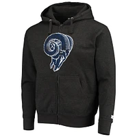 Men's Starter Charcoal Los Angeles Rams Throwback Perfect Season Full-Zip Hoodie Jacket