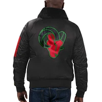 Men's Starter x Ty Mopkins Black Los Angeles Rams History Month Satin Full-Zip Jacket