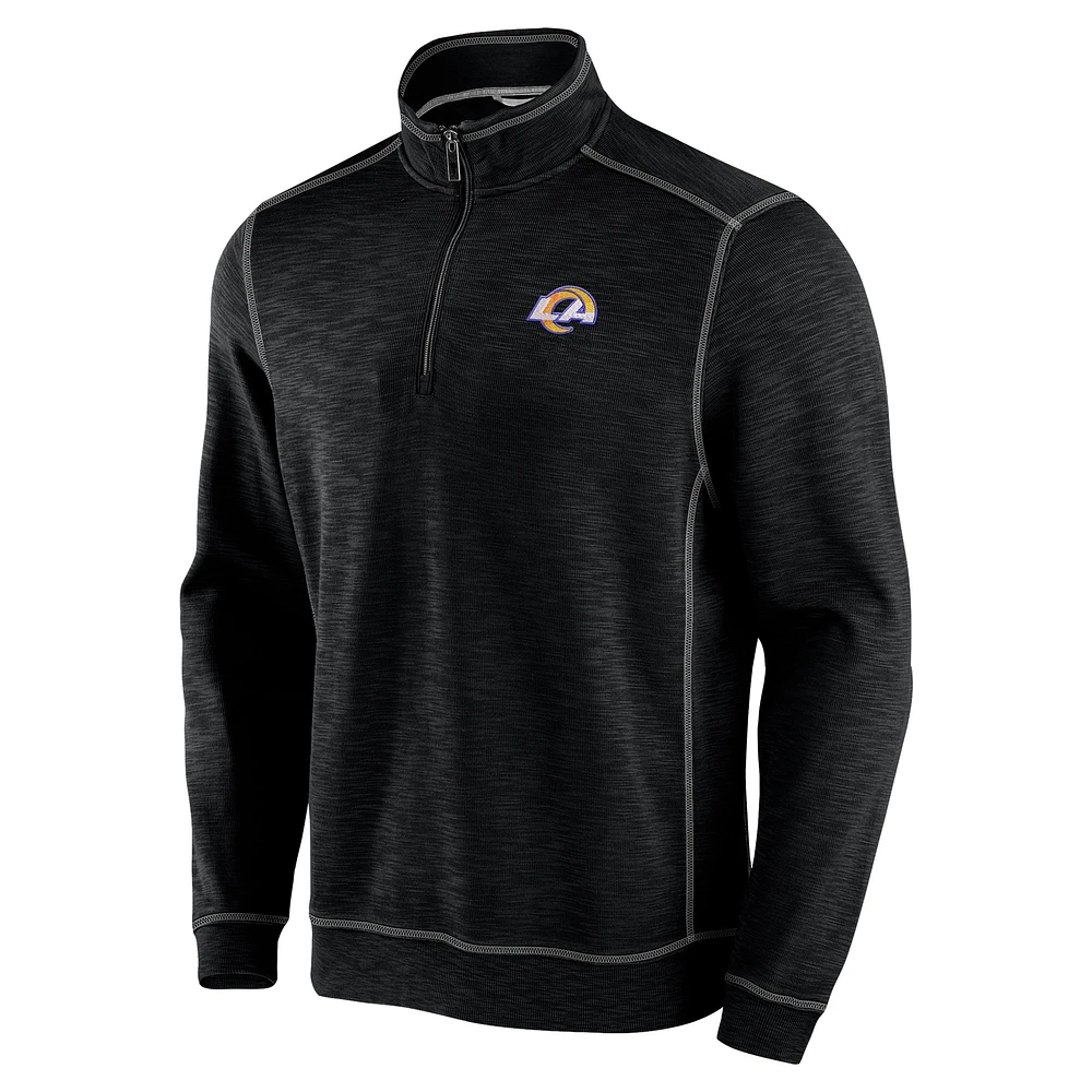 Men's Tommy Bahama Black Los Angeles Rams Big & Tall Tobago Bay Half-Zip Sweatshirt