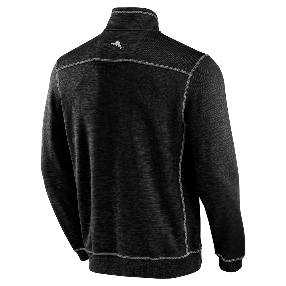 Men's Tommy Bahama Black Los Angeles Rams Big & Tall Tobago Bay Half-Zip Sweatshirt