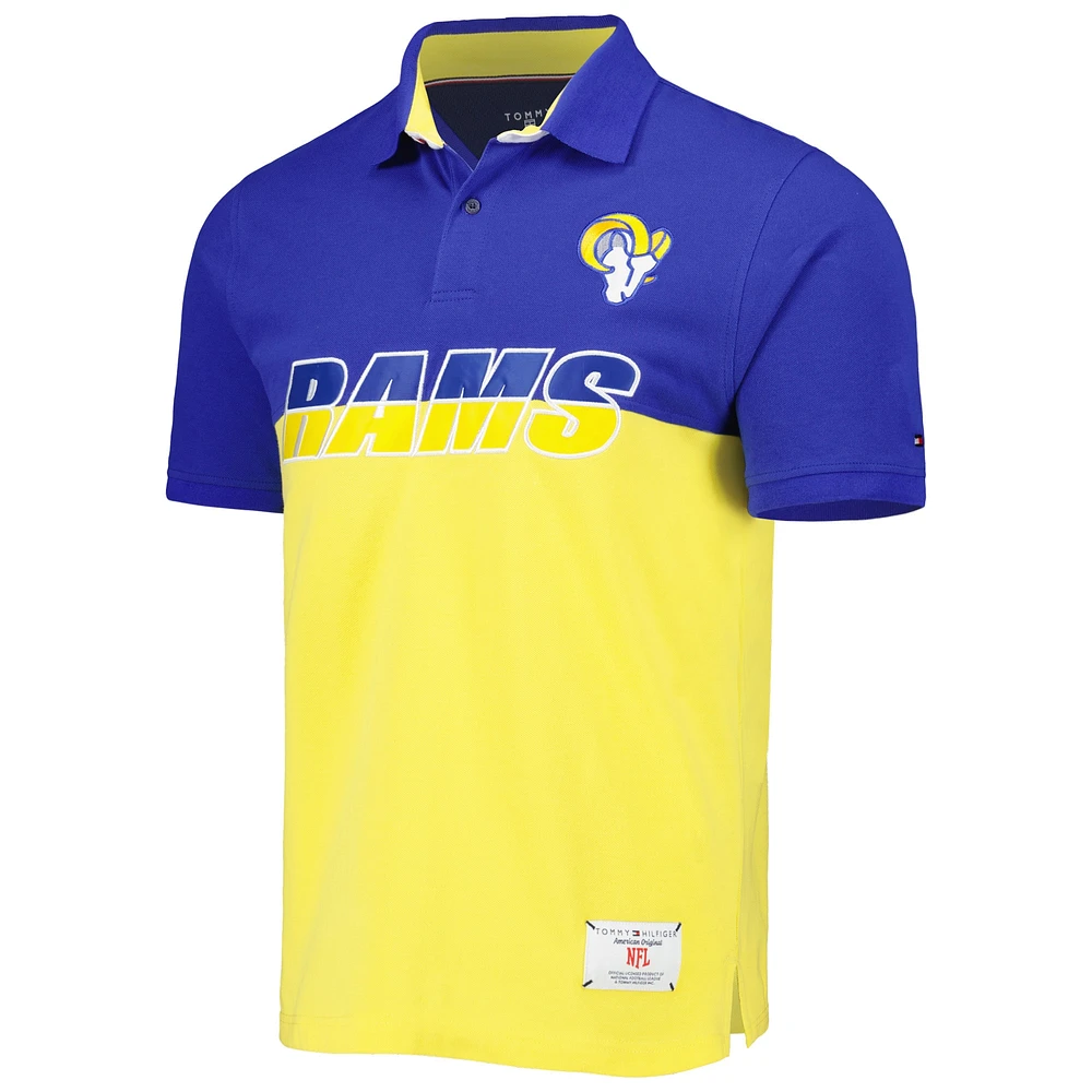 Men's Tommy Hilfiger Gold/Royal Los Angeles Rams Color Block Polo
